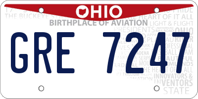 OH license plate GRE7247