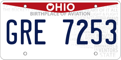 OH license plate GRE7253