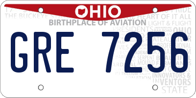 OH license plate GRE7256