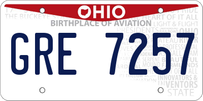 OH license plate GRE7257