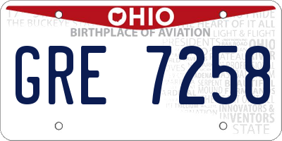 OH license plate GRE7258