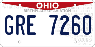 OH license plate GRE7260