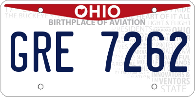 OH license plate GRE7262