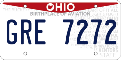 OH license plate GRE7272