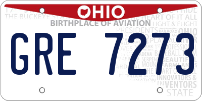 OH license plate GRE7273