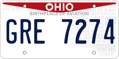 OH license plate GRE7274