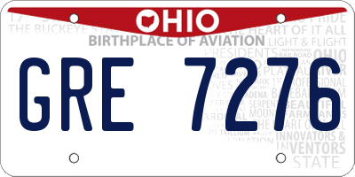 OH license plate GRE7276