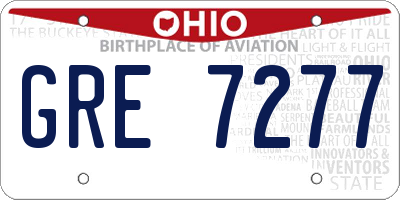 OH license plate GRE7277