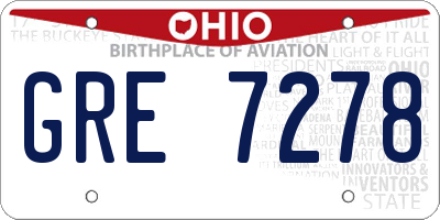 OH license plate GRE7278