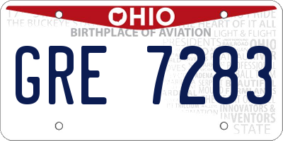 OH license plate GRE7283