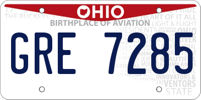 OH license plate GRE7285