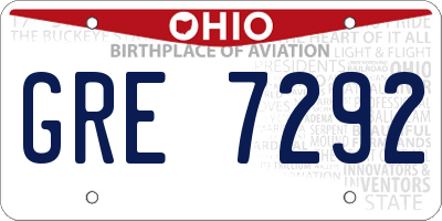 OH license plate GRE7292
