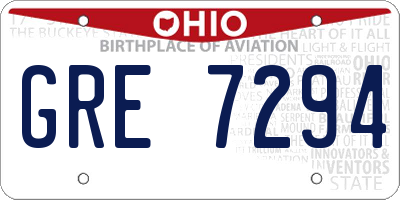OH license plate GRE7294