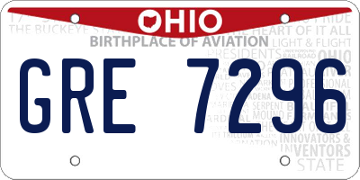 OH license plate GRE7296