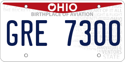 OH license plate GRE7300