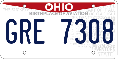 OH license plate GRE7308
