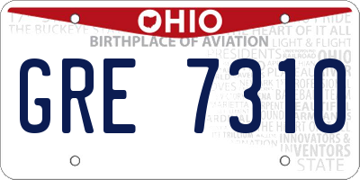 OH license plate GRE7310