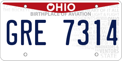 OH license plate GRE7314