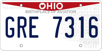 OH license plate GRE7316