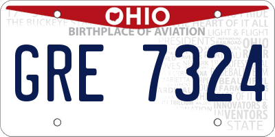 OH license plate GRE7324