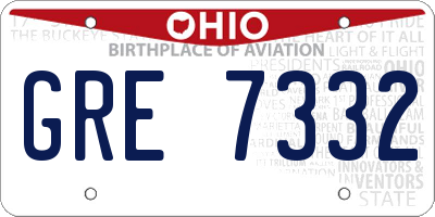 OH license plate GRE7332