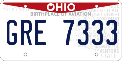 OH license plate GRE7333