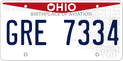 OH license plate GRE7334