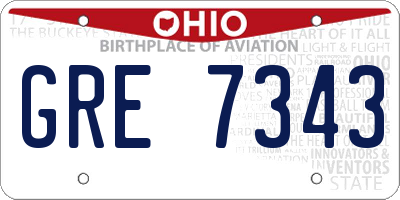 OH license plate GRE7343