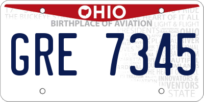 OH license plate GRE7345