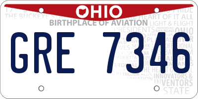 OH license plate GRE7346