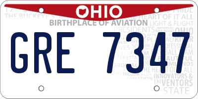 OH license plate GRE7347