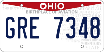 OH license plate GRE7348