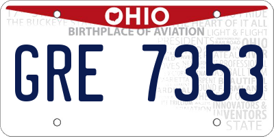 OH license plate GRE7353