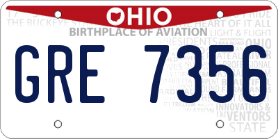 OH license plate GRE7356