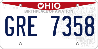 OH license plate GRE7358