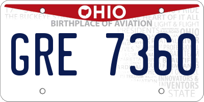 OH license plate GRE7360