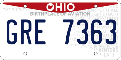 OH license plate GRE7363