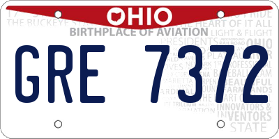 OH license plate GRE7372