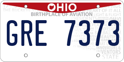 OH license plate GRE7373