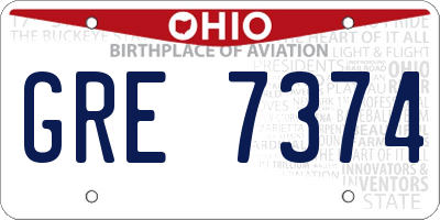 OH license plate GRE7374