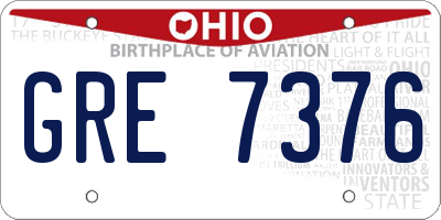 OH license plate GRE7376