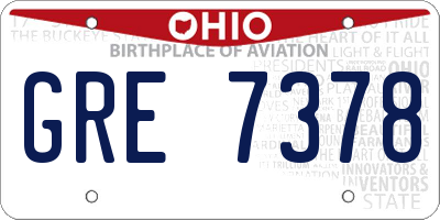 OH license plate GRE7378