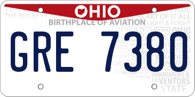 OH license plate GRE7380