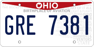 OH license plate GRE7381