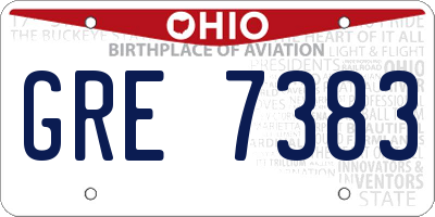 OH license plate GRE7383