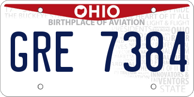 OH license plate GRE7384