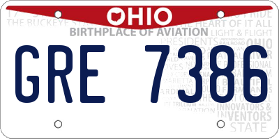 OH license plate GRE7386