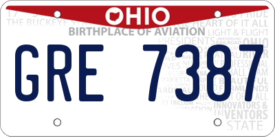 OH license plate GRE7387