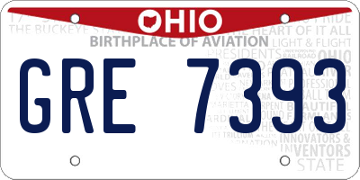 OH license plate GRE7393