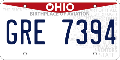 OH license plate GRE7394